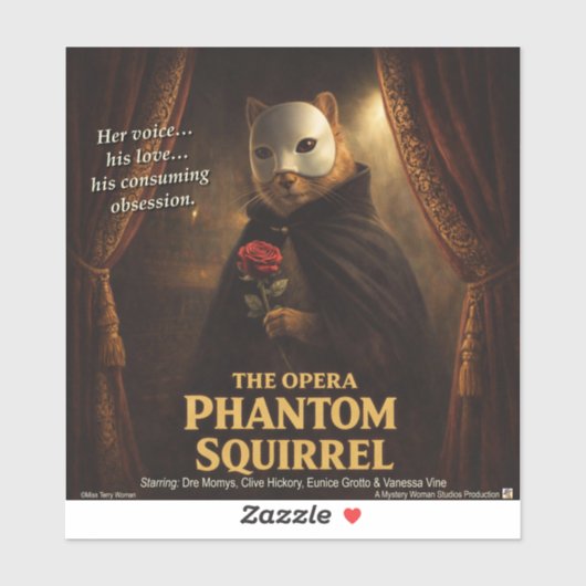 Opera Phantom Eekhoorn Parodie Sticker (Vel)