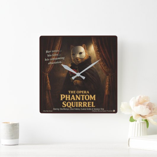 Opera Phantom Eekhoorn Parodie Vierkante Klok (Huis)