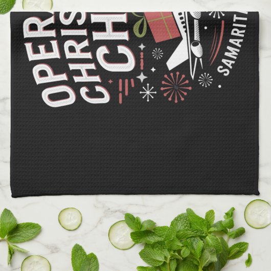 Operatie Kerst Kind Grappig Familie Matching Theedoek (Gevouwen)