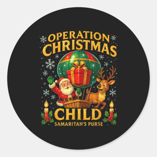 Operatie Kerstkind Samaritan's Purse Balloo Ronde Sticker (Voorkant)
