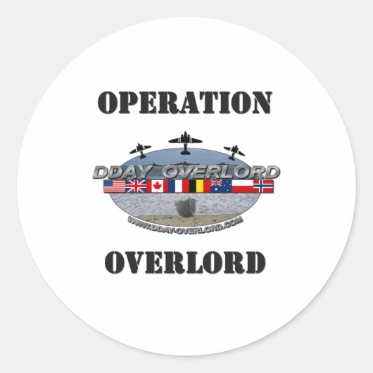 Operatie Overlord 1944 Ronde Sticker (Voorkant)