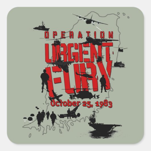 Operatie Urgent Fury actie sticker (Voorkant)