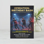 Operatie Verjaardagsfeest Laser Tag Kaart (Staand voorkant)