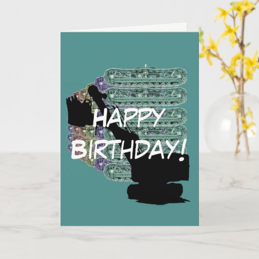 Operating Engineer Shovel Tracks Verjaardag Kaart (Gele Bloem)