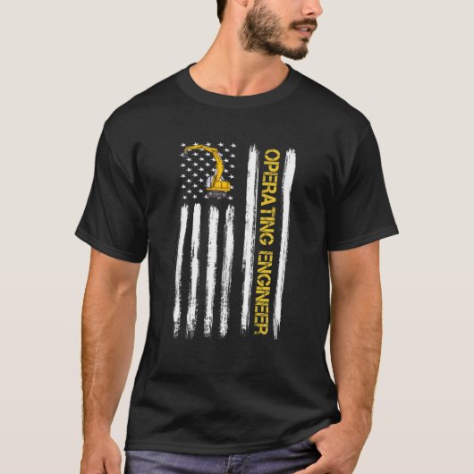 Operating Engineer US American Flag Engineering Gr T-shirt (Voorkant)