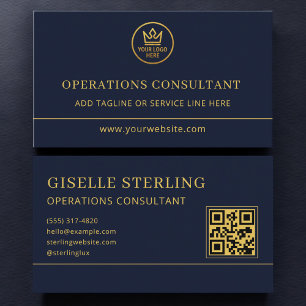 Operations Consultant Blue Gold Logo QR Code Visitekaartje