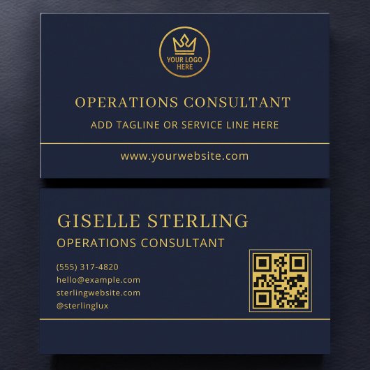 Operations Consultant Blue Gold Logo QR Code Visitekaartje