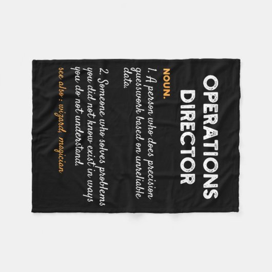 Operations Director Profession Funny Dictionary De Fleece Deken (Voorkant (Horizontaal))