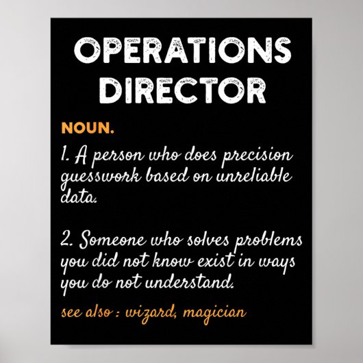 Operations Director Profession Funny Dictionary De Poster (Voorkant)