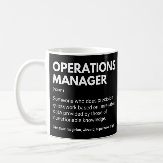 Operations Manager Grappige werkdefinitie Koffiemok (Links)