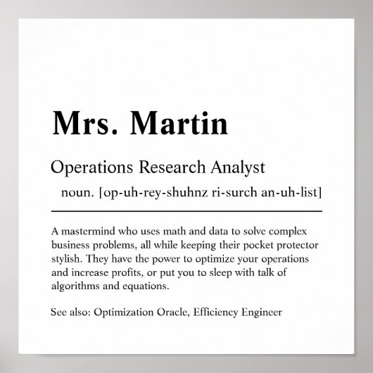 Operations Research Analyst Persoonlijke Gift Post Poster (Voorkant)