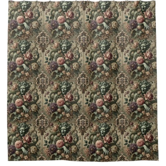 Operatische weelde - Gotische bloemen grotesk Douchegordijn (Voorkant)