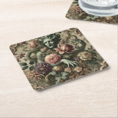 Operatische weelde - Gotische bloemenbarok kussen Kartonnen Onderzetters (Schuin)