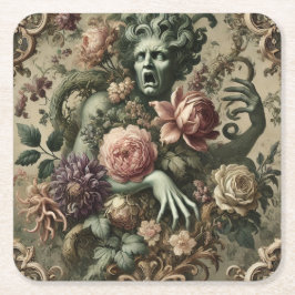 Operatische weelde - Gotische bloemenbarok kussen Kartonnen Onderzetters