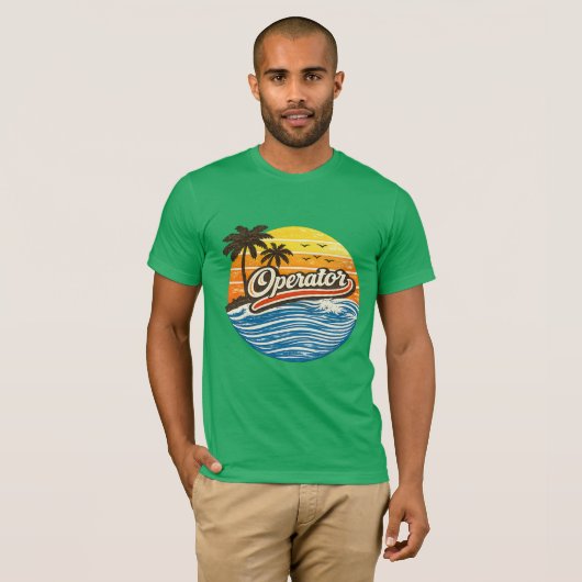 Operator Retro Sunset Design T-shirt (Voorkant volledig)