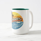 Operator Retro Sunset Design Tweekleurige Koffiemok (Voorkant rechts)