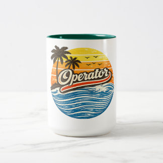 Operator Retro Sunset Design Tweekleurige Koffiemok