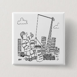 Operator van een hijskraan op een bouwplaats vierkante button 5,1 cm