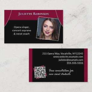 Operazanger Zangleraar QR-code Zwart Donkerrood Visitekaartje