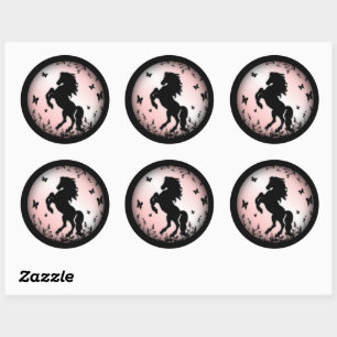 Opfokken Black Stallion Pink Ronde Sticker