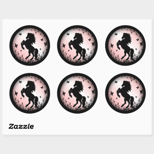 Opfokken Black Stallion Pink Ronde Sticker (Vel)