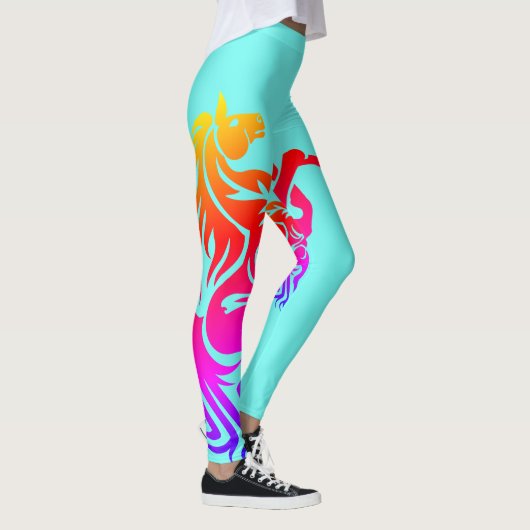 Opfokpaard regenboog print op elke kleur legging (Rechts)