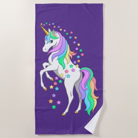 opfokregenboogvaar Unicorn Falling Stars Strandlaken (Voorkant)
