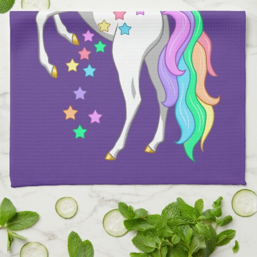  opfokregenboogvaar Unicorn Falling Stars Theedoek (Gevouwen)