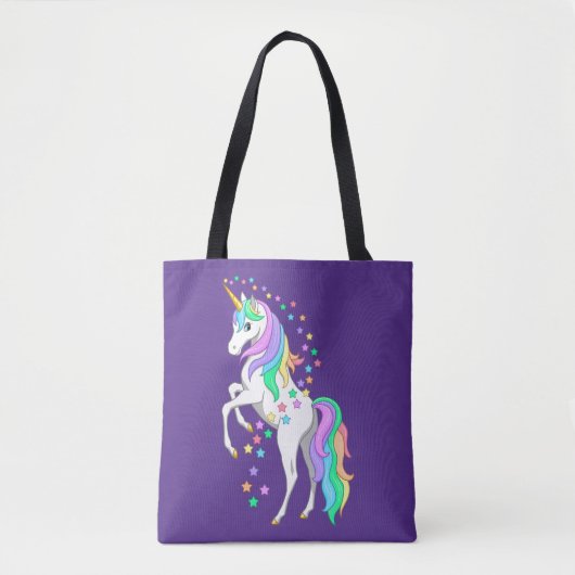  opfokregenboogvaar Unicorn Falling Stars Tote Bag (Voorkant)