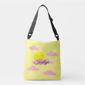 Opgande zon met roze wolken: Geel Crossbody Tas (Voorkant)