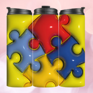 Opgeblazen 3D Puzzel Autisme Thermische Tumbler Thermosbeker