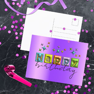 Opgeblazen 3D Typografie en Sparkles Happy Birthda Briefkaart