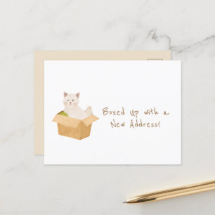 Opgeborgen met een nieuw adres!   Cat Home Verhuiz Briefkaart