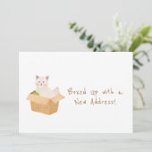 Opgeborgen met een nieuw adres! Kat in beweging Aankondiging (Staand voorkant)