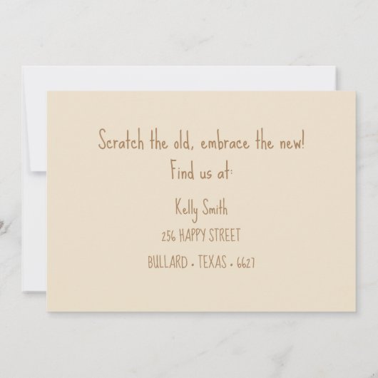 Opgeborgen met een nieuw adres! Kat in beweging Aankondiging (Achterkant)