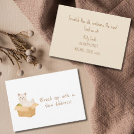 Opgeborgen met een nieuw adres! Kat in beweging Aankondiging