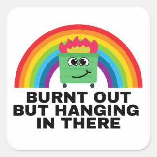 Opgebrand maar toch doorploeterend vierkante stick sticker