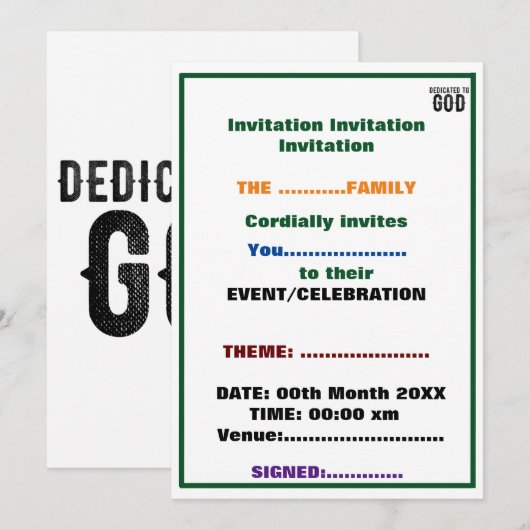 OPGEDRAGEN AAN GOD  AANPASBARE COOLE ZWARTE LETTER KAART (Voorkant / Achterkant)