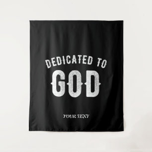 OPGEDRAGEN AAN GOD AANPASBARE KOELWITTE TEKST WANDKLEED