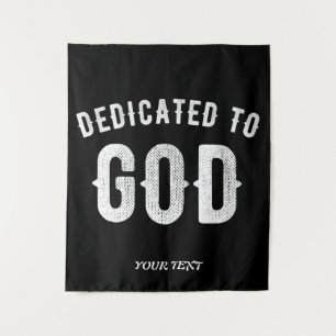 OPGEDRAGEN AAN GOD AANPASBARE KOELWITTE TEKST WANDKLEED