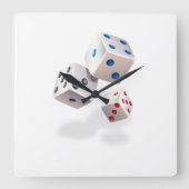 Opgegooide dobbelstenen met kleurrijke Stippen Vierkante Klok (Voorkant)