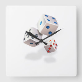 Opgegooide dobbelstenen met kleurrijke Stippen Vierkante Klok