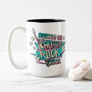 Opgegroeid in de jaren 80 rockmuziek tweekleurige koffiemok