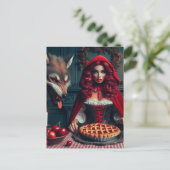 Opgegroeid kleine rode grote boze wolf briefkaart (Staand voorkant)