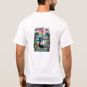 Opgegroeid op 80's Rock N' Roll retro muziek tropi T-shirt (Achterkant)