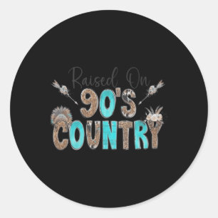 Opgegroeid op 90's Country Music Bull Skull Wester Ronde Sticker