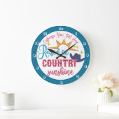 Opgegroeid op Country Sunshine Quote Westerne Cowb Grote Klok (Huis)