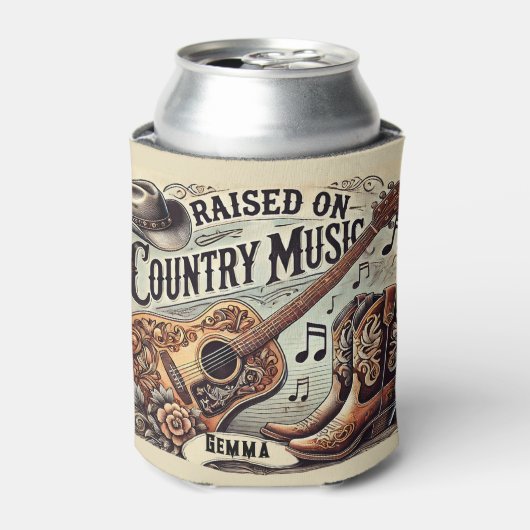 Opgegroeid op countrymuziek blikjeskoeler (Blikje Voorkant)