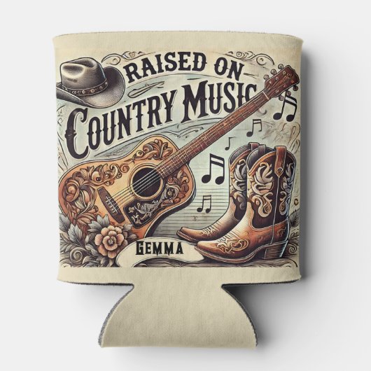 Opgegroeid op countrymuziek blikjeskoeler (Achterkant)