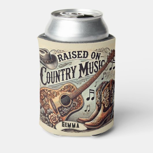 Opgegroeid op countrymuziek blikjeskoeler (Blikje Achterkant)